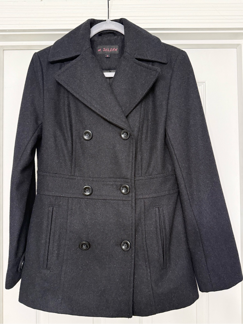Women's Black Double-Breasted Peacoat